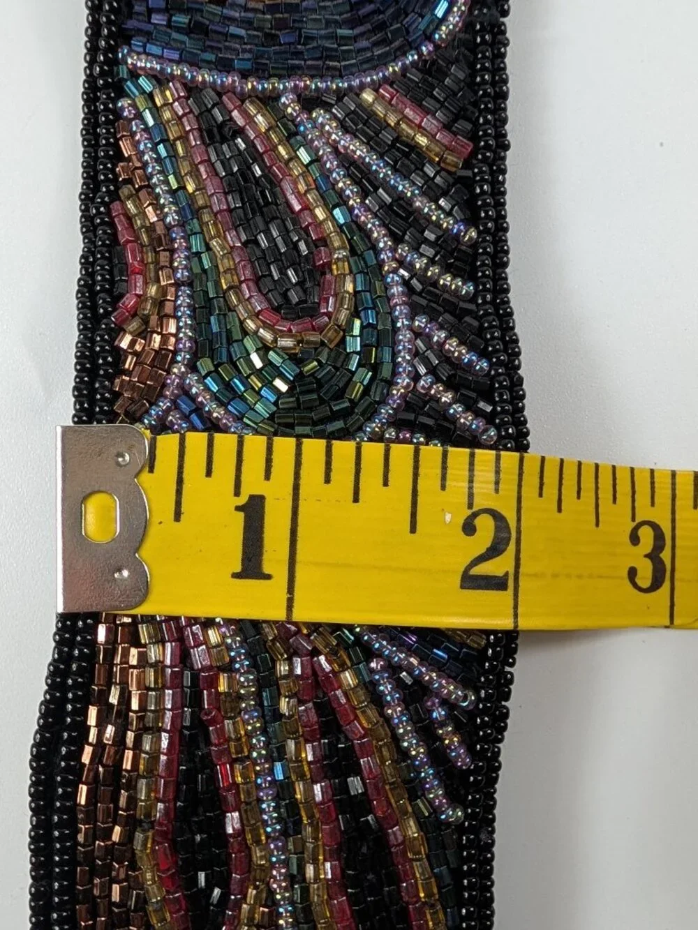 Vintage Magid Beaded Statement Belt Multicolor Geometric Pattern, Lined